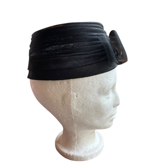 NWOT 1950s Eva Mae Modes‎ Open Pill Box Hat w/Bow Accent & Rhinestone Detail - Picture 5 of 7